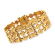 C. 1990 Vintage 18kt Yellow Gold Triple-Row Flower-Link Bracelet