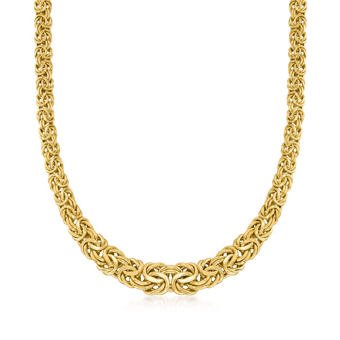 14kt Yellow Gold Graduated Byzantine Necklace