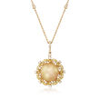 12-12.5mm Golden Cultured South Sea Pearl and .55 ct. t.w. Diamond Pendant Necklace in 18kt Yellow Gold