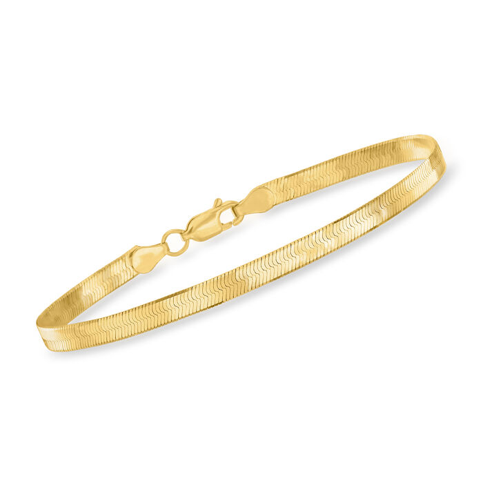 4mm 14kt Yellow Gold Herringbone Bracelet