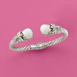 White Agate Two-Tone Sterling Silver Dragonfly Cuff Bracelet
