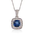 1.05 Carat Sapphire and Diamond Pendant Necklace in 14kt White Gold