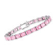 25.00 ct. t.w. Simulated Pink Sapphire Tennis Bracelet in Sterling Silver