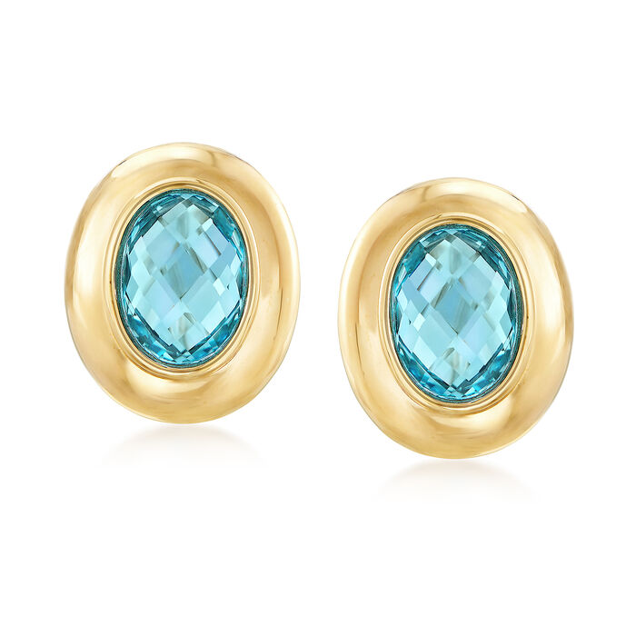6.75 ct. t.w. Blue Topaz Earrings in 14kt Yellow Gold
