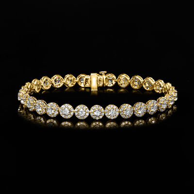 5.00 ct. t.w. Lab-Grown Diamond Halo Bracelet in 14kt Yellow Gold