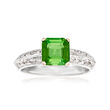 C. 2000 Vintage 1.40 Carat Green Tourmaline and .45 ct. t.w. Diamond Ring in 18kt White Gold