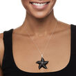 10.00 ct. t.w. Black Spinel Starfish Pendant Necklace in Sterling Silver 18-inch