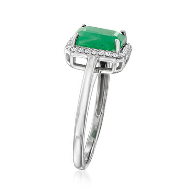 1.60 Carat Emerald and .15 ct. t.w. Diamond Ring in 14kt White Gold