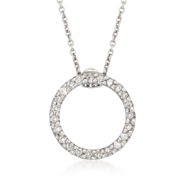 Roberto Coin .10 ct. t.w. Diamond Open Circle Pendant Necklace in 18kt ...