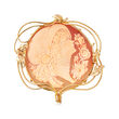 C. 1980 Vintage Pink Shell Cameo Filigree Pin/Pendant in 14kt Yellow Gold