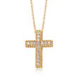 Roberto Coin &quot;Princess&quot; .23 ct. t.w. Diamond Cross Necklace in 18kt Yellow Gold