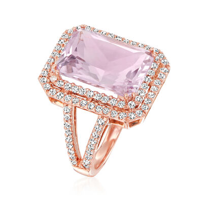 7.00 Carat Amethyst and 1.00 ct. t.w. Diamond Ring in 14kt Rose Gold