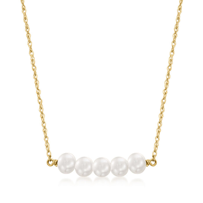 4-4.5mm Cultured Pearl Necklace in 14kt Yellow Gold