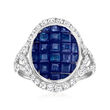 2.80 ct. t.w. Sapphire and .66 ct. t.w. Diamond Oval Ring in 14kt White Gold