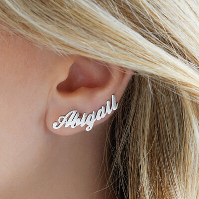 Sterling Silver Personalized Name Ear Climbers