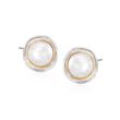 11-11.5mm Cultured Mabe Pearl Swirl Earrings in Two-Tone Sterling Silver