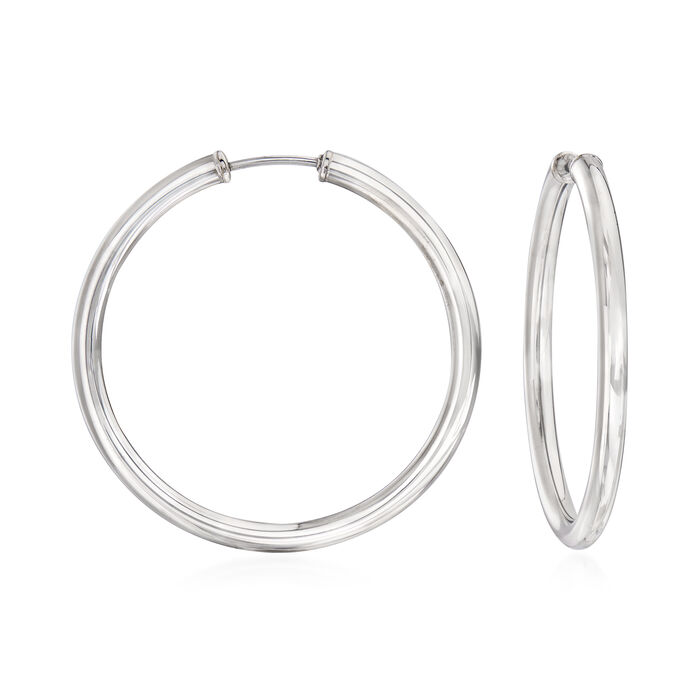 Sterling Silver Medium Endless Hoop Earrings. 1 1/2