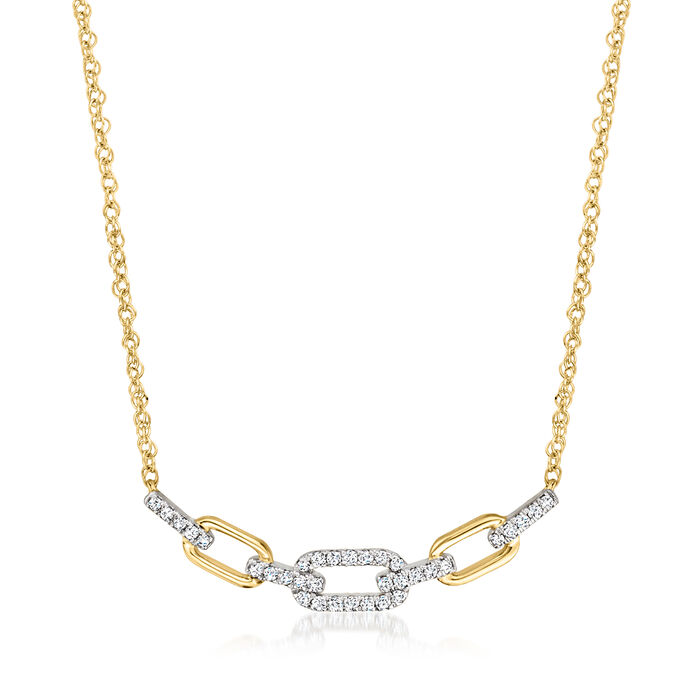 .15 ct. t.w. Diamond Paper Clip Link Necklace in 18kt Gold Over Sterling