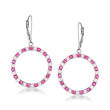 1.50 ct. t.w. Rhodolite Garnet and 1.40 ct. t.w. Pink Sapphire Eternity Circle Drop Earrings in Sterling Silver