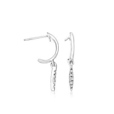 .10 ct. t.w. Diamond C-Hoop Drop Earrings in Sterling Silver