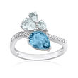 1.30 Carat Swiss Blue Topaz and .60 ct. t.w. Aquamarine Ring with Diamond Accents in 14kt White Gold