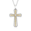 .40 ct. t.w. Diamond Cross Pendant Necklace in Two-Tone Sterling Silver