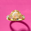 Ethiopian Opal and .80 ct. t.w. Multicolored Sapphire Ring with Diamond Accents in 14kt Yellow Gold