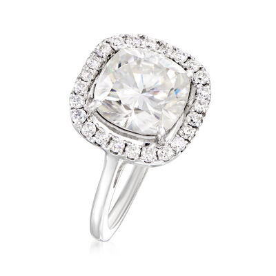 3.50 ct. t.w. Moissanite Square Halo Ring in Sterling Silver
