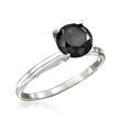 1.00 Carat Black Diamond Solitaire Ring in 14kt White Gold