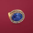 Lapis and .59 ct. t.w. Champagne Diamond Ring in 18kt Gold Over Sterling