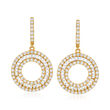 1.95 ct. t.w. Diamond Circle Hoop Drop Earrings in 14kt Yellow Gold