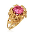 C. 1980 Vintage 2.15 Carat Synthetic Pink Sapphire Ring in 14kt Yellow Gold