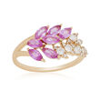 1.20 ct. t.w. Pink Sapphire and .28 ct. t.w. Diamond Ring in 18kt Yellow Gold