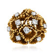 C. 1970 Vintage 1.10 ct. t.w. Diamond Flower Ring in 14kt Yellow Gold and 18kt Yellow Gold