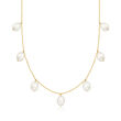 6-7mm Cultured Pearl Station Drop Necklace in 14kt Yellow Gold