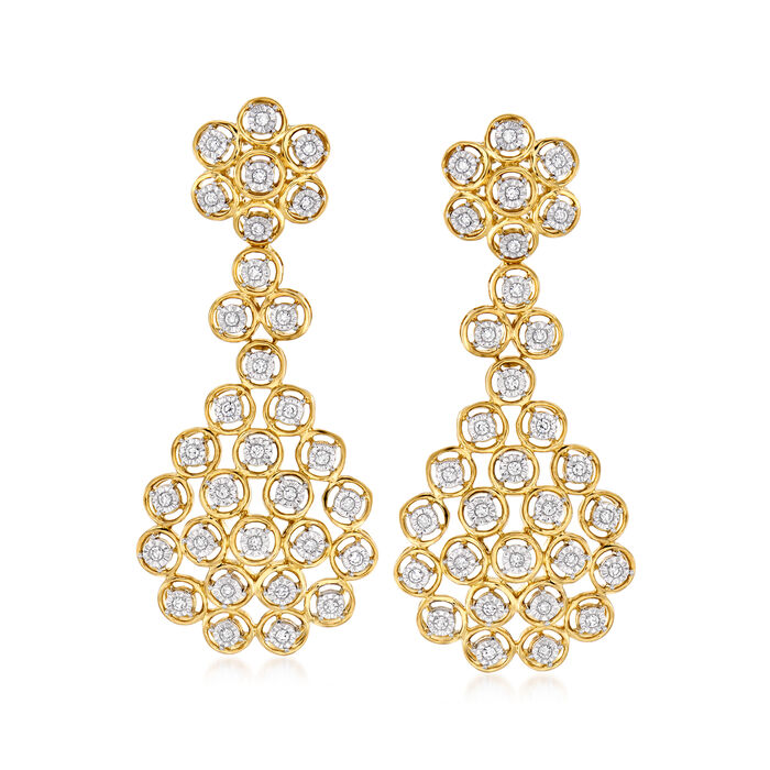 .50 ct. t.w. Diamond Multi-Circle Drop Earrings in 18kt Gold Over Sterling