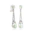 7.90 ct. t.w. Green Prasiolite and .19 ct. t.w. Diamond Drop Earrings in Sterling Silver