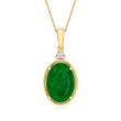 Jade Pendant Necklace with Diamond Accents in 10kt Yellow Gold