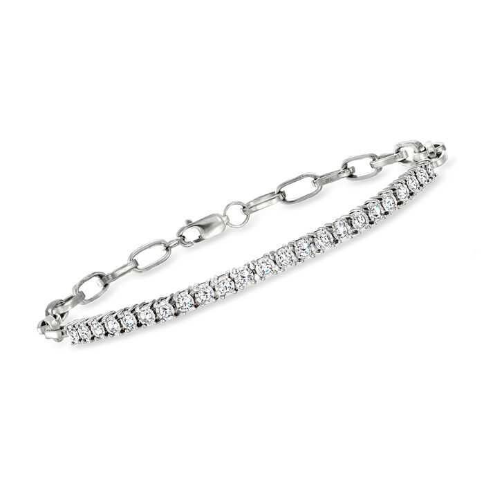 .50 ct. t.w. Diamond Tennis Paper Clip Link Bracelet in Sterling Silver