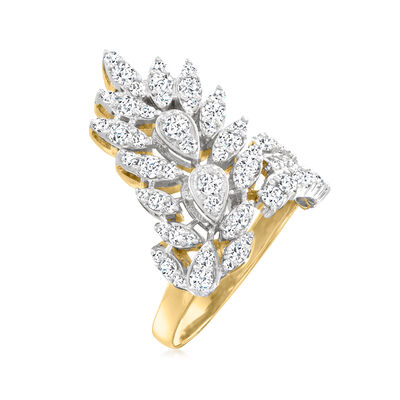 1.75 ct. t.w. Diamond Feather Cluster Ring in 18kt Two-Tone Gold