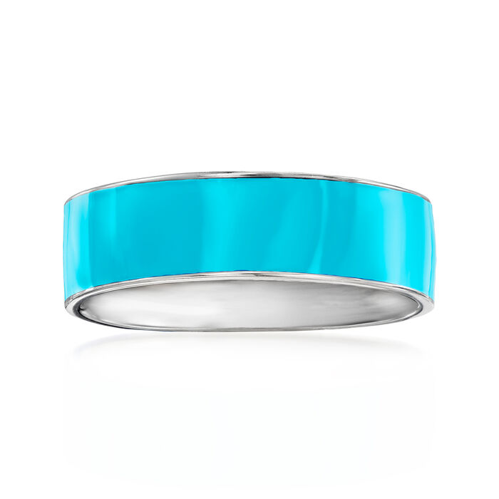 Italian 6mm Turquoise Enamel Ring in Sterling Silver