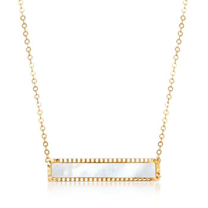 Italian Mother-Of-Pearl Bar Necklace in 14kt Yellow Gold