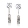 1.75 ct. t.w. CZ Stud and Bar Front-Back Earrings in Sterling Silver