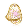 Italian Purple Enamel Starburst Ring in 14kt Yellow Gold