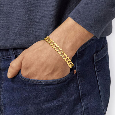 Men's 10kt Yellow Gold Curb-Link Bracelet
