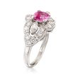 C. 2000 Vintage 1.00 Carat Pink Sapphire and  .70 ct. t.w. Diamond Ring in Platinum
