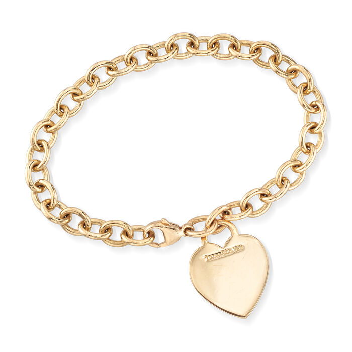 C. 1990 Vintage Tiffany Jewelry 18kt Yellow Gold Heart Tag Bracelet. 7. ...