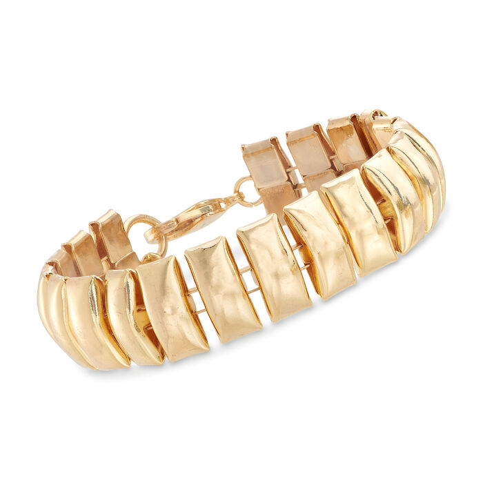 Gold-Plated Metal Long Bar Bracelet