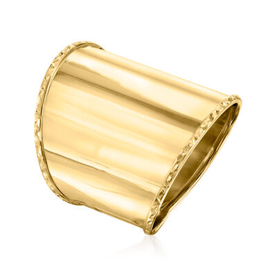 Italian 14kt Yellow Gold Textured and Polished Wide Ring