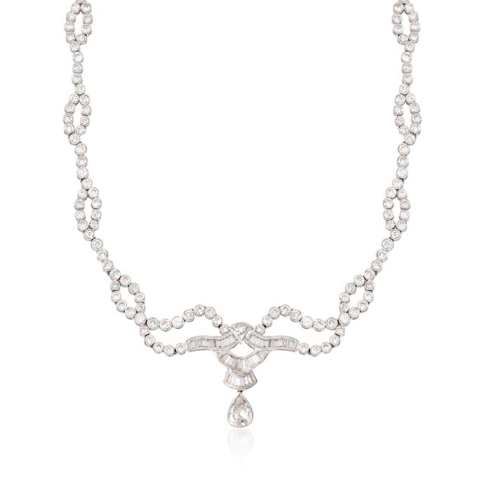 C. 1990 Vintage 11.17 ct. t.w. Multi-Cut Diamond Necklace in Platinum